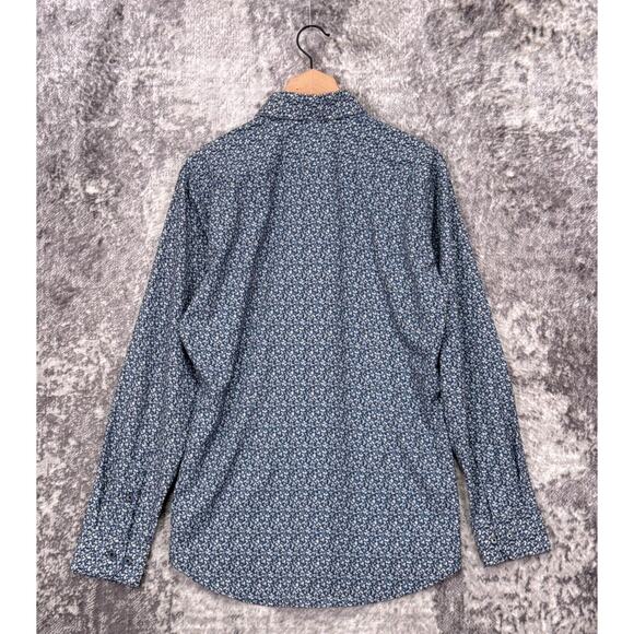 New Mizzen Main Shirt Medium Mens Leeward Trim Fit Blue Floral Performance - Picture 3 of 8